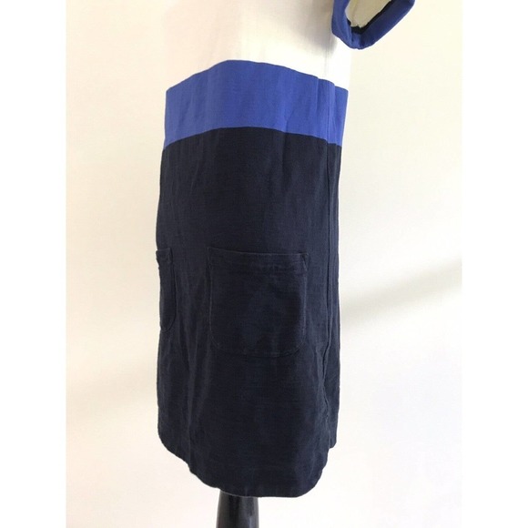 J Crew | Womens Size XS Blue Colorblock Shift Dress Short Roll Sleeves Crew Neck - Picture 7 of 9